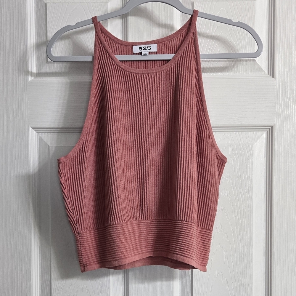 525 America Women's Pink Ribbed Tank Top
